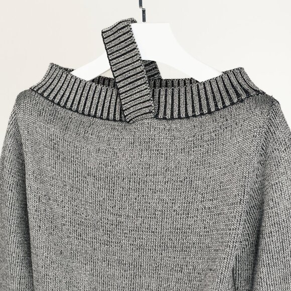 RTA Beckett Silver Metallic Off Shoulder Sweater - Picture 4 of 10